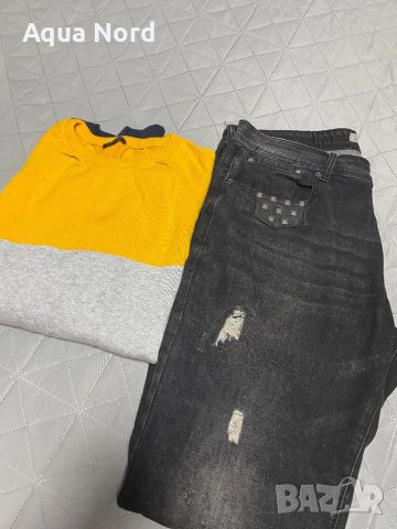 Черни дънки за едър мъж ХЛ-ХХЛ + пуловер подарък, снимка 2 - Дънки - 48825690