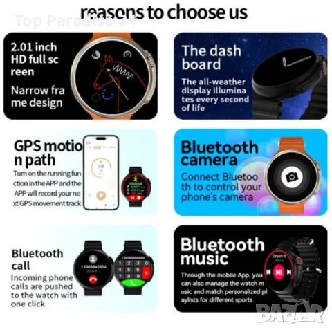 Ultra 9 Смарт Часовник 2024 - Безжично Зареждане, Bluetooth Повиквания и Спортни Функции, снимка 7 - Мъжки - 47958483