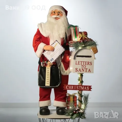 100см! Уникален Дядо Коледа със звук, светлина и пощенска кутия 