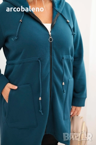 Дамски суичър с качулка с изолация и V-образно деколте Плюс размери, 4цвята , снимка 5 - Суичъри - 52189981