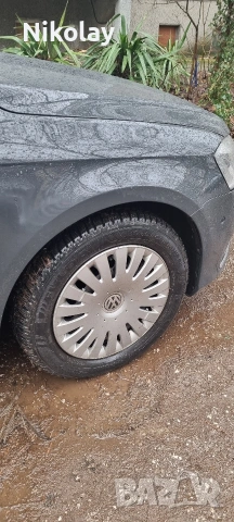 Железни джанти 16-ки 5×112 със оригинални тасове на VW, снимка 5 - Гуми и джанти - 53309699