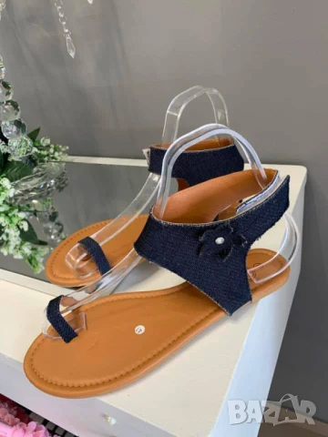 Дамски сандали в черно синьо и тъмно синьо, снимка 2 - Сандали - 50751436