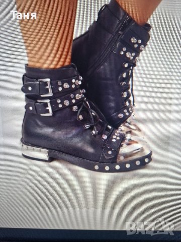 Боти с капзи от еко кожа по модел на Alexander Mqeen, снимка 4 - Дамски боти - 44070348