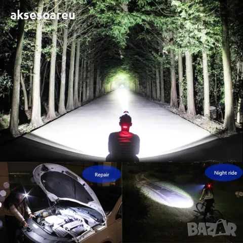 Висококачествен Мощен LED челник Акумулаторен телескопичен фар водоустойчив работен фенер за глава, снимка 13 - Лед осветление - 48100738