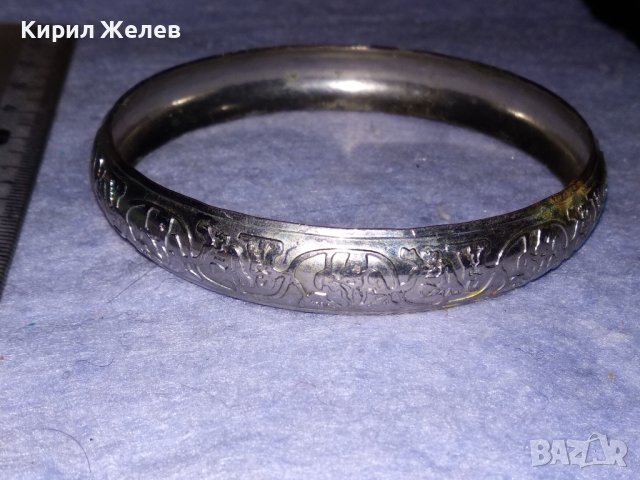СРЕБРИСТА КРАСИВО ОРНАМЕНТИРАНА СТОМАНЕНА ВИНТИДЖ - АРТ СТИЛ ГРИВНА 38008, снимка 8 - Гривни - 40833097