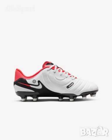 Футболни обувки NIKE JR LEGEND 10 ACADEMY FG/MG WHITE/BLACK-BRIGHT CRIMSON размер 37.5, снимка 4 - Футбол - 43555738