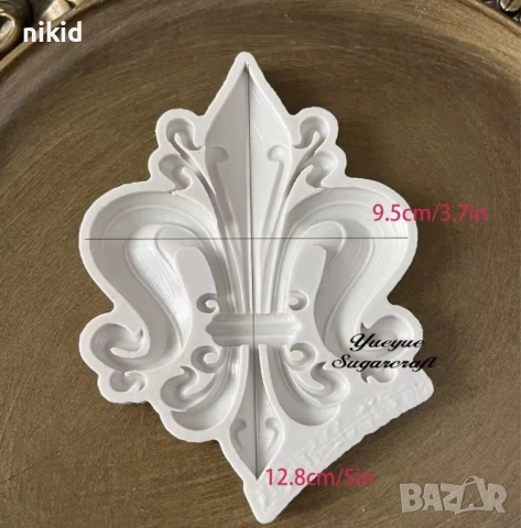 Голям орнамент двойно островърх силиконов молд форма фондан шоколад гипс декор, снимка 2 - Форми - 51980650