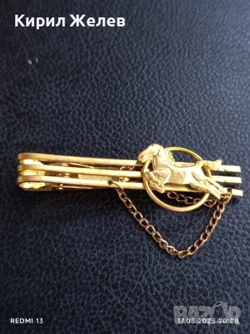 Позлатена стилна щипка за вратовръзка ретро стил 30850, снимка 5 - Други ценни предмети - 51395840