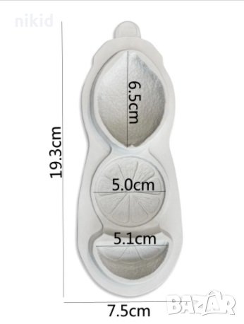 Лимон парче резен силиконов молд форма фондан шоколад гипс декор, снимка 3 - Форми - 32691184