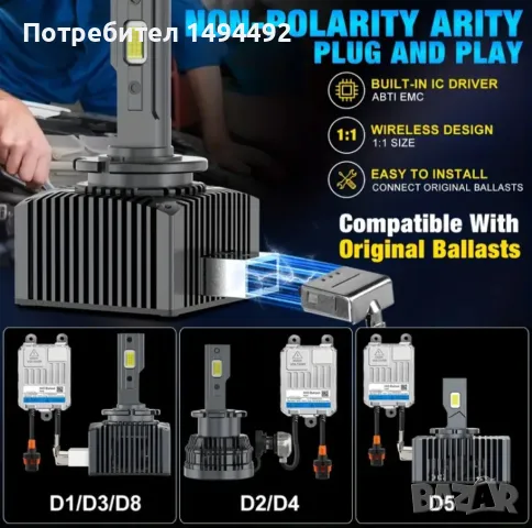 D1S Led Super Bright автомобилни крушки, снимка 9 - Аксесоари и консумативи - 48700755