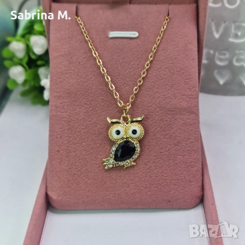 Crystal Owl Necklace Pink 🦉 | дамско колие с бухал, снимка 6 - Колиета, медальони, синджири - 53324697