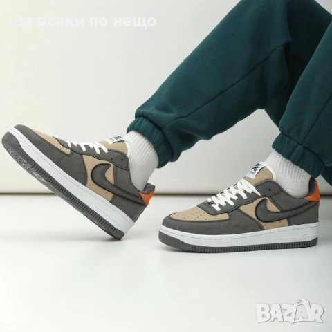 Маратонки Nike Air Force 1 Дамски Маратонки С Кутия👟Дамски Спортни Обувки Сиво С Оранжево SM-100, снимка 1