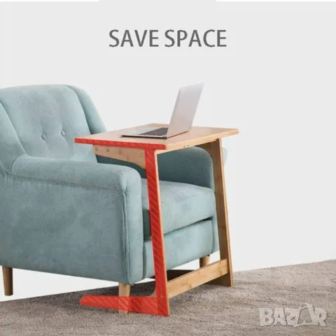 Маса бамбук диван, странична, Z-образно, бюро за лаптоп, нощно шкафче 112, снимка 5 - Маси - 49756462