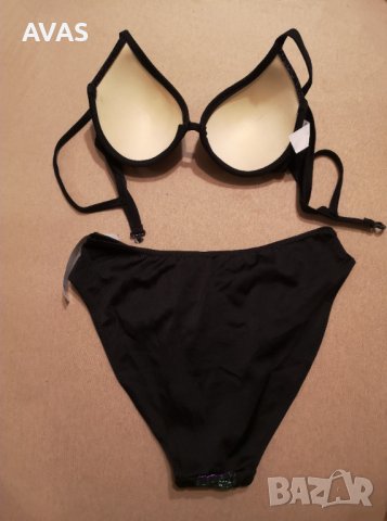 Нов блестящ черен бански комплект M L размер, снимка 2 - Бански костюми - 36860428