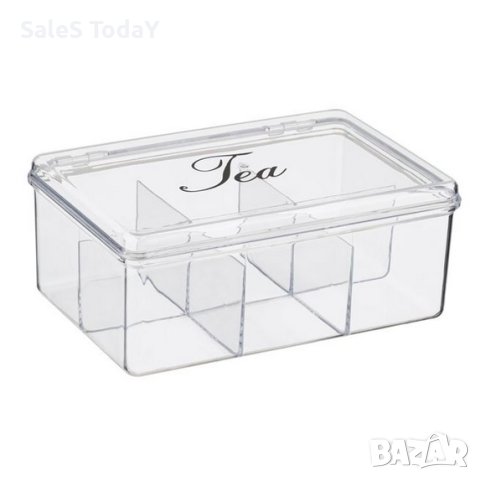 Кутия за чай или кафе, Пластмасова с капак, 21х14,5х8,5 см, снимка 2 - Органайзери - 43956265