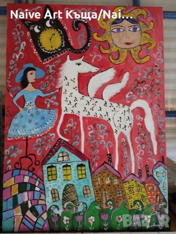 Картина платно маслени акрилни бои размер в.72/ Ш .52, снимка 3 - Картини - 51006976