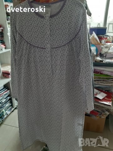 Нощница с дълъг ръкав и копчета размер 4ХЛ, снимка 4 - Нощници - 24102004