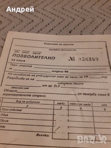 Старо Позволително за паша, снимка 2 - Други ценни предмети - 27887874