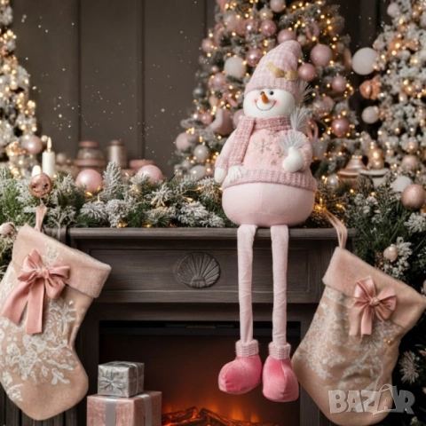 Декоративен коледен снежен човек с дълги крака – 80 см, снимка 2 - Други стоки за дома - 52134103