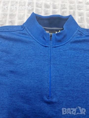 Мъжки пуловер с цип Under Armour Storm 1/4 Zip Pullover – Size L Loose Fit Blue Great Condition син, снимка 4 - Пуловери - 53568497