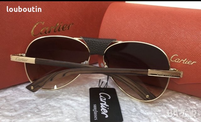 Cartier унисекс мъжки слънчеви очила с кожа и дървени дръжки 3 в 1, снимка 6 - Слънчеви и диоптрични очила - 28356030