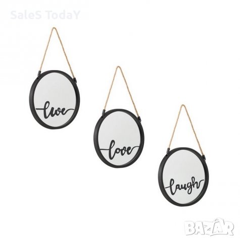 Комплект огледала за стена, декоративни с въже,3бр