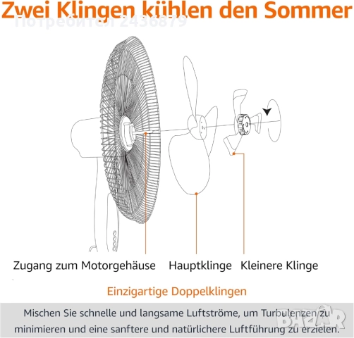 Продавам вентилатор 60W с дистанционно Amazon Basics, снимка 4 - Вентилатори - 51549703