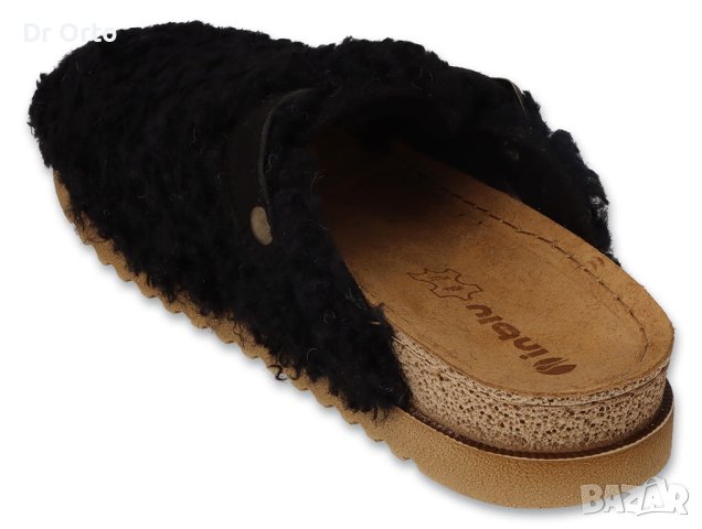 Inblu Луксозни дамски домашни чехли с кожена стелка, Черни, снимка 3 - Пантофи - 43393851