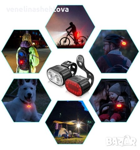Комплект светлини за велосипед Фар и стоп с LED светлина USB презареждане Водоустойчивост IPX4 , снимка 4 - Велосипеди - 43949517