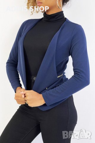 Дамско сако (блейзър) с ревер и джобове с цип, 3цвята - 024, снимка 2 - Сака - 43597392