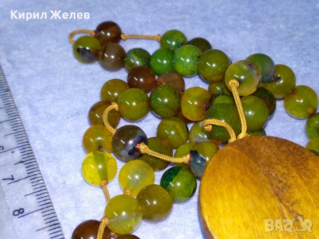 ШАРМАНТНА СКЪПОЦЕННА ХЕНД МЕЙД АРТ ОГЪРЛИЦА ЗЕЛЕН МРАМОРЕН НЕФРИТ и САНДАЛОВО ДЪРВО 26059, снимка 15 - Колиета, медальони, синджири - 40684831