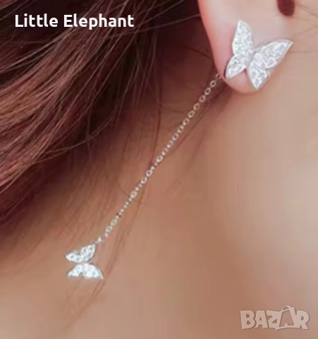 Pre order Сребърни висящи обеци пеперуди,"Anniversary party jewelry",колекция"Butterflies"/нови