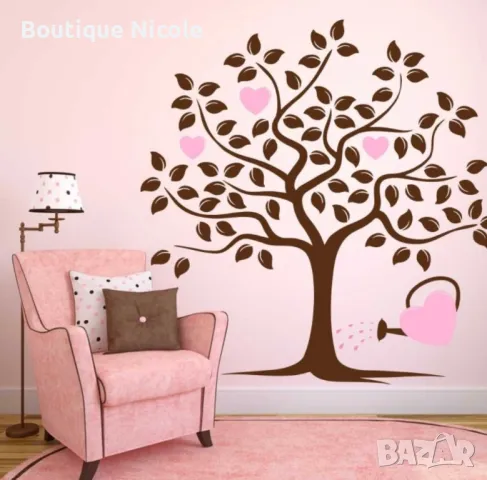 Стикер за стена Дърво с лейка  , снимка 3 - Декорация за дома - 48875518