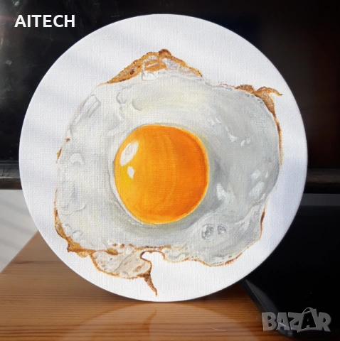 Ръчно рисувана картина магнит – миниатюра върху обла основа, 15 см