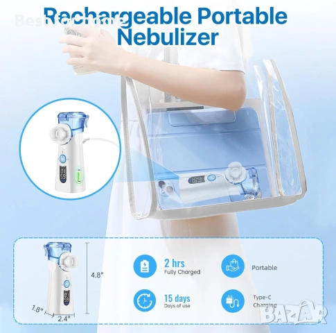 Преносим ултразвуков дифузер VapoZen – Акумулаторен, за ароматерапия и овлажняване, снимка 4 - Други стоки за дома - 53062696