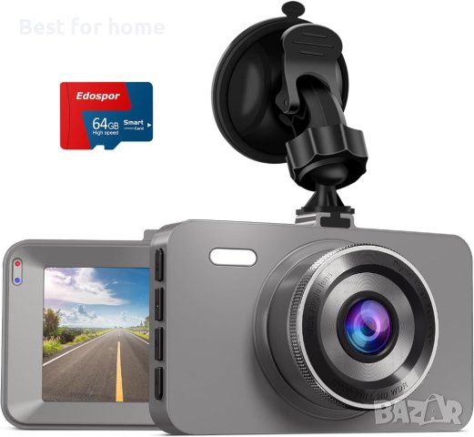 Високоскоростна камера Edospor Dash Cam за автомобили + 64G SD карта, снимка 5 - Аксесоари и консумативи - 43681004