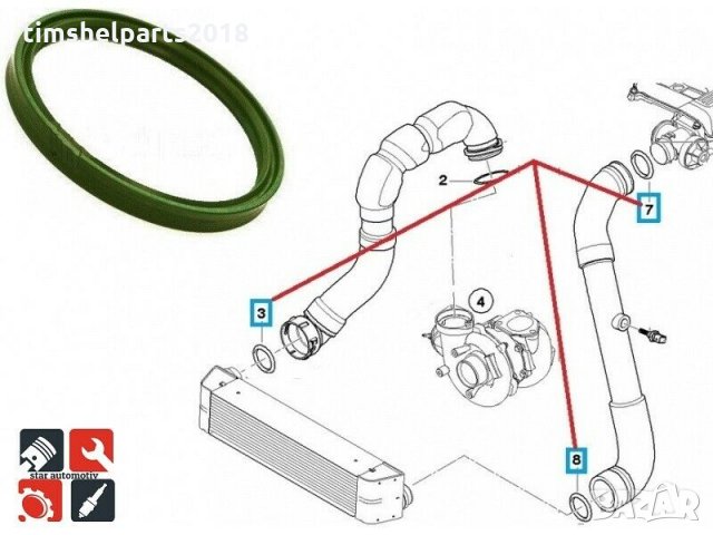 Уплътнение маркуч турбо за BMW E87 E46 E90-93 E60 M47 M57 11617790547, снимка 3 - Части - 33277322