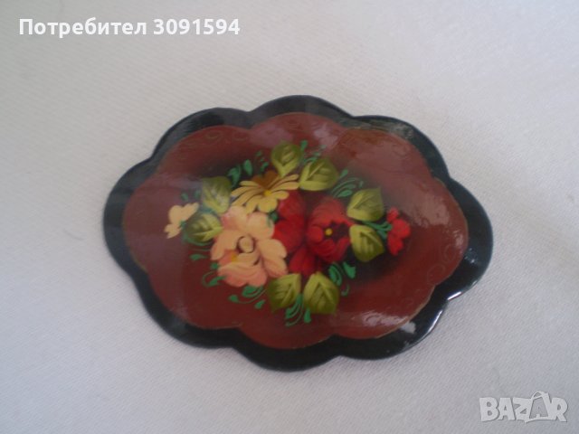 майсторска брошка рисунка- рисувана на ръка ссср, снимка 2 - Антикварни и старинни предмети - 37311069