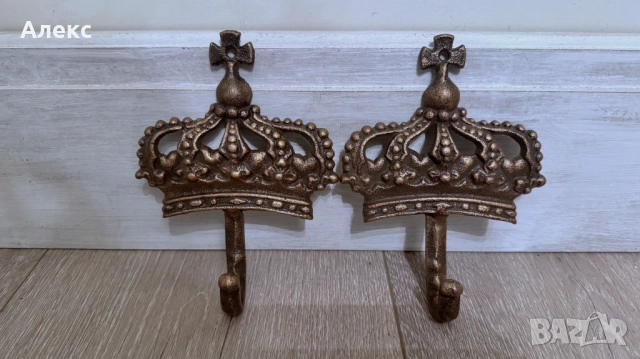 Масивна чугунена закачалка, корона., снимка 2 - Закачалки - 52356055