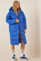 Дамско Дълго Синьо Зимно Яке Със Силиконов Пълнеж И Качулка Код S11, снимка 1