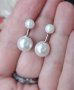 Сребърни обеци с двойни естествени речни перли / проба 925 , снимка 1 - Обеци - 33158153