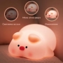 Мека гумена нощна лампа прасенце Pig LED Night Light – нежна светлина, която стопля сърцето, снимка 4