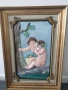 91х64см-8кг/стара голяма маслена картина-пано от гипс/голи деца/Рококо/дървена рамка, снимка 1