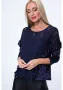 Дамска велурена блуза в тъмносин цвят MP28514, снимка 4