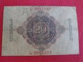 Райх банкнота  20 марки 1914г. Германия перфектна за колекция 28306, снимка 8