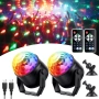 RGB диско светлина, 360° въртяща се диско топка със звуково активиране и дистанционно, 2 броя, снимка 1