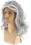 Нова Мъжка перука дълга сива бяла вълнообразна cosplay Хелоуин парти, снимка 3