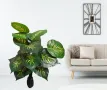 Изкуствено декоративно растение с шарени зелени листа ,1 метър, снимка 3