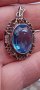 Стара сребърна брошка със син топаз, снимка 6