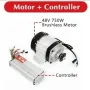 750W / 48V безчетков двигател с вграден редуктор и контролер - комплект, снимка 2